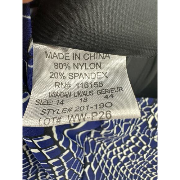 Shore Shapes Swimwear One Piece Bathing Suit Women 14 Blue Printed Skirt Cinch - Picture 8 of 8